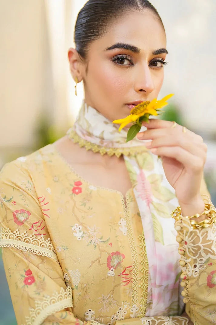Yellow Chikankari Lawn Suit with Chiffon Dupatta
