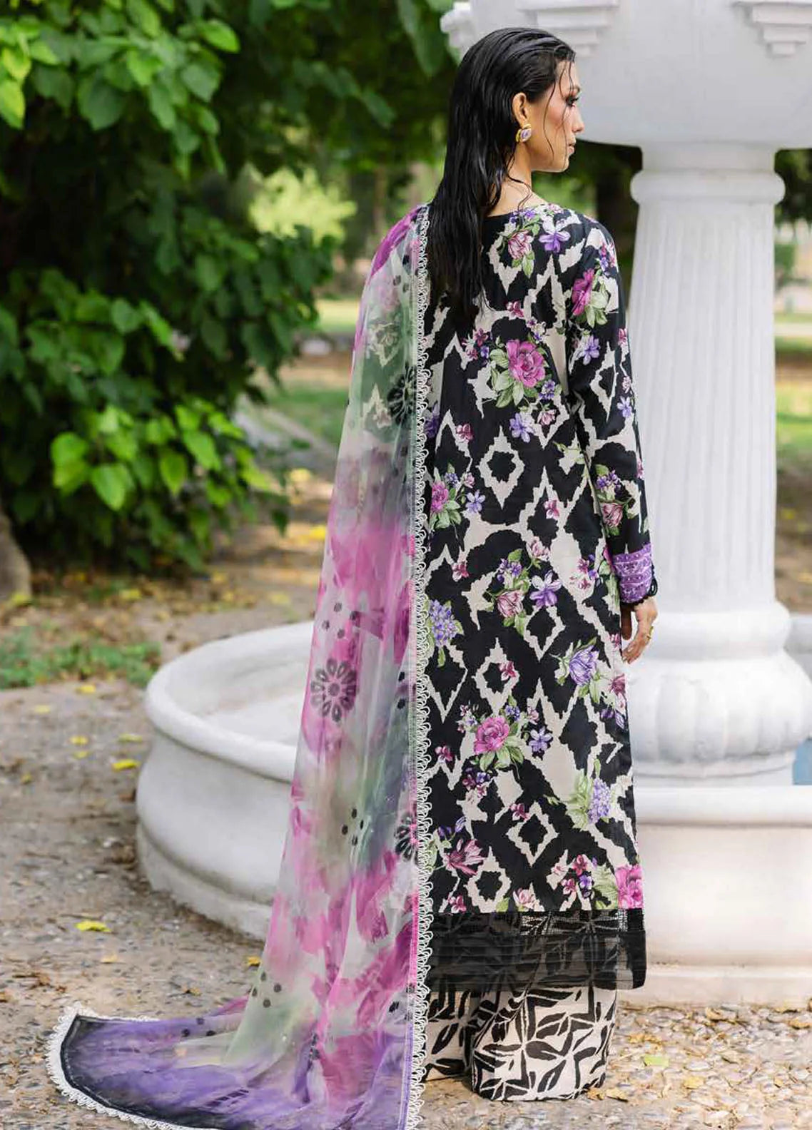 Nureh Lawn Embroidered & Printed 3 Piece Dress