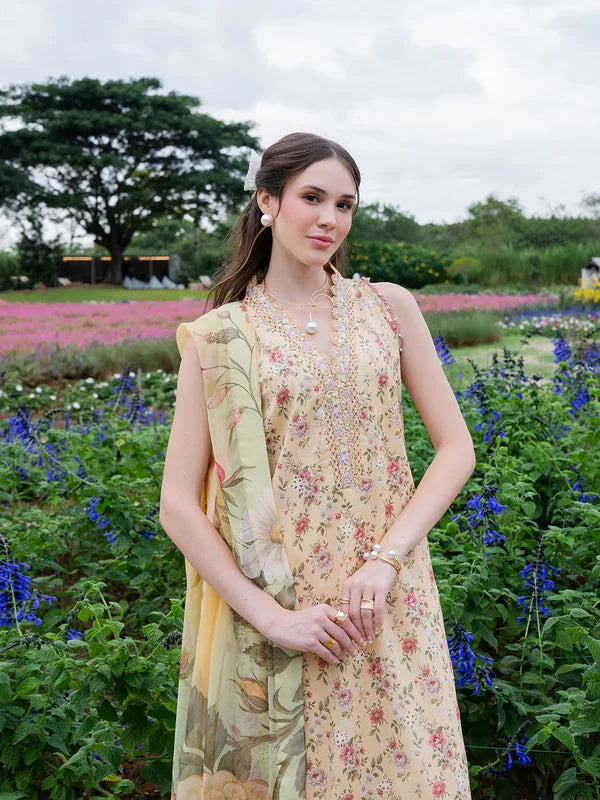 Izel Lawn Chikankari Embroidered & Printed 3 Piece Dress - J3056