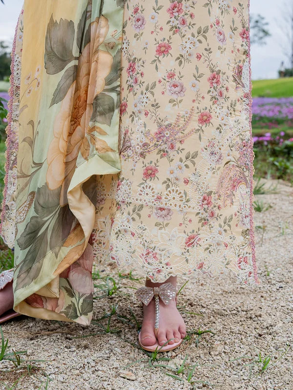 Izel Lawn Chikankari Embroidered & Printed 3 Piece Dress - J3056