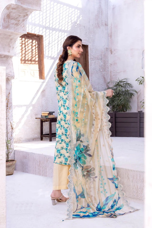 Light Yellow Printed 3 Piece Unstitched Lawn