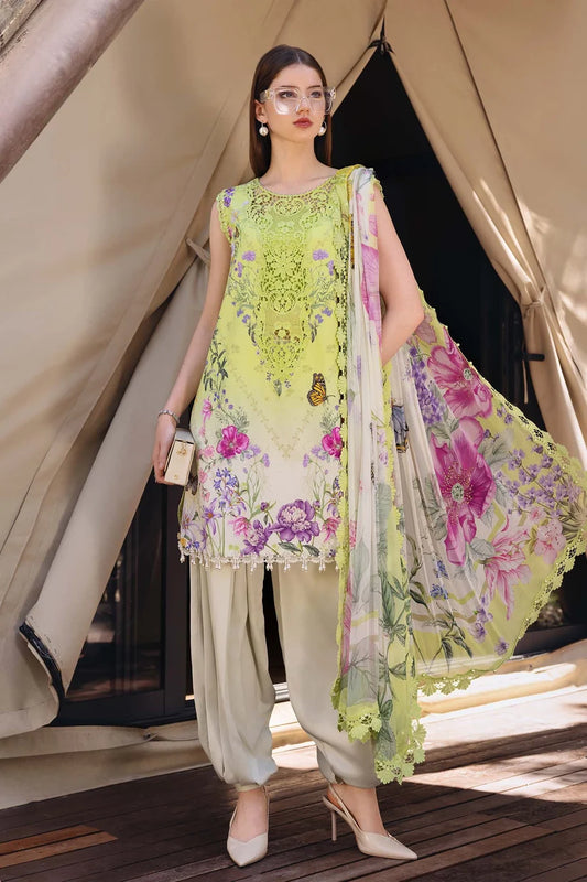 Maria B Parrot Green Printed 3 Piece Unstitched Lawn