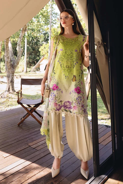 Maria B Parrot Green Printed 3 Piece Unstitched Lawn