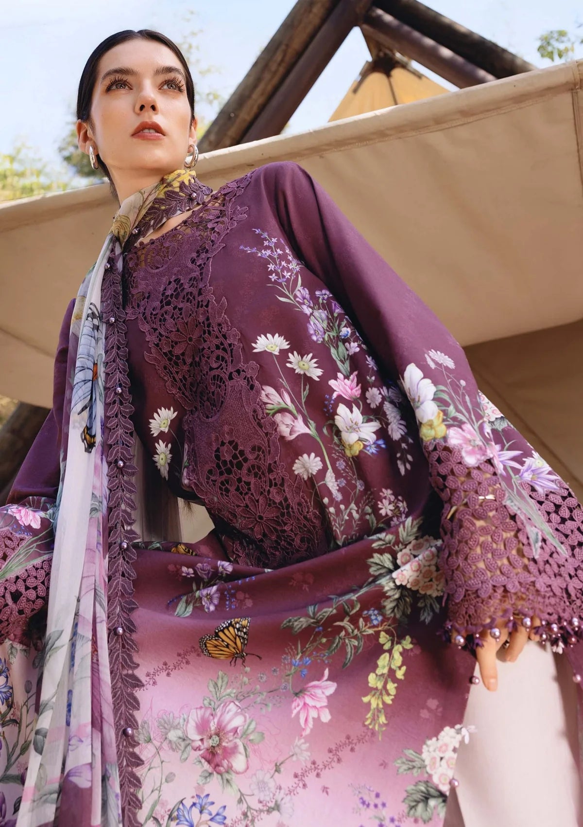 3 Piece Unstitched Embroidered Lawn Suit