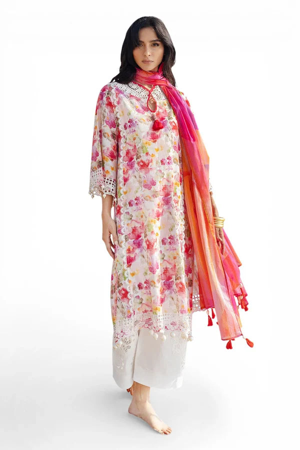 Gul Ahmed Embroidered & Printed Lawn 3 Piece Dress