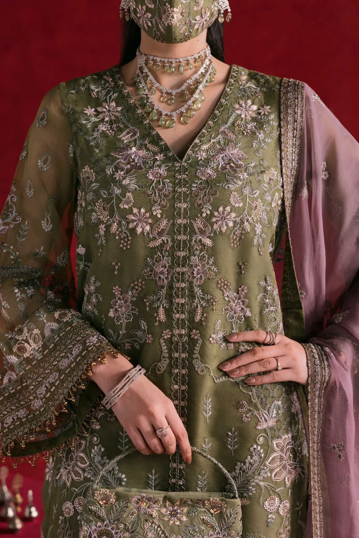Share Flossie Kohinoor KOH-110 - Hand-Embroidered Chiffon Unstitched Luxury Formal Suit